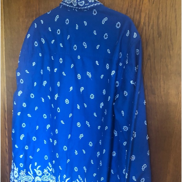 WORN ONCE! ROYAL BLUE ‘QUACKER FACTORY’ BANDANA EMBELLISHED JEAN JACKET SIZE 1X - Picture 2 of 4